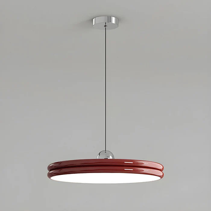 Moderne diskformet pendellampe – minimalistisk LED-belysning til spisestue og stue