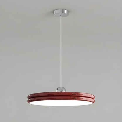 Moderne diskformet pendellampe – minimalistisk LED-belysning til spisestue og stue
