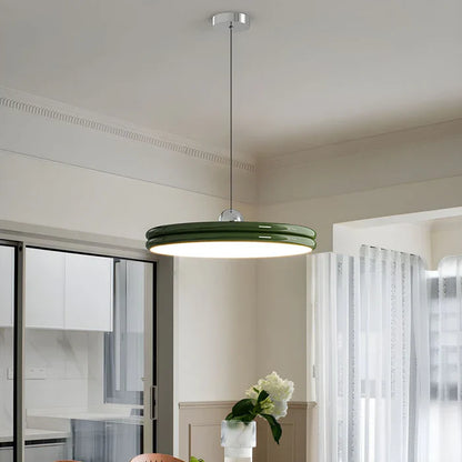 Moderne diskformet pendellampe – minimalistisk LED-belysning til spisestue og stue