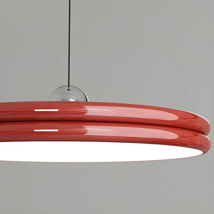 Moderne diskformet pendellampe – minimalistisk LED-belysning til spisestue og stue