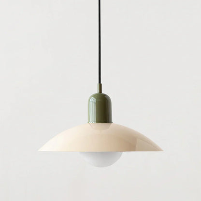 Moderne pendellampe med tofarvet design og Bauhaus-metalskærm