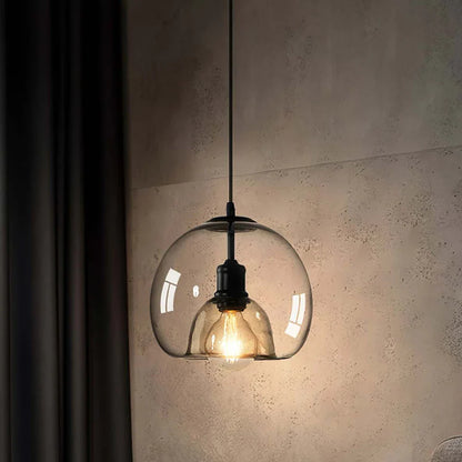 Pendellampe i glas med dobbelt skærm – industriel stil
