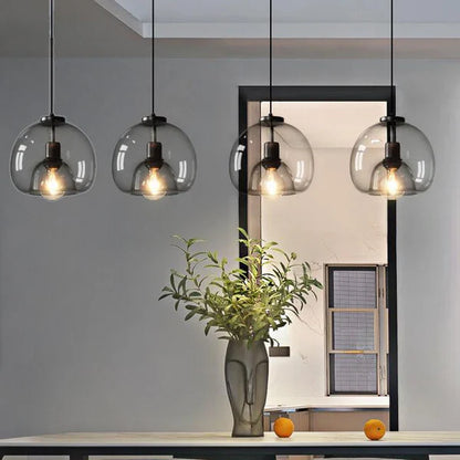 Pendellampe i glas med dobbelt skærm – industriel stil