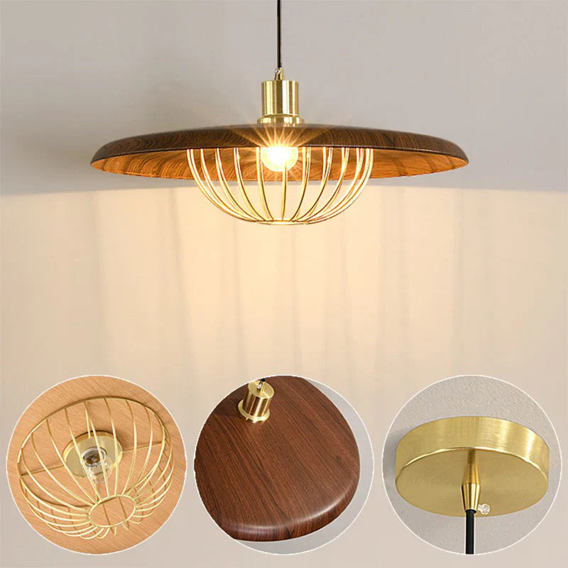 Industriel Pendellampe med Metalkuppel og Filigran Kurv