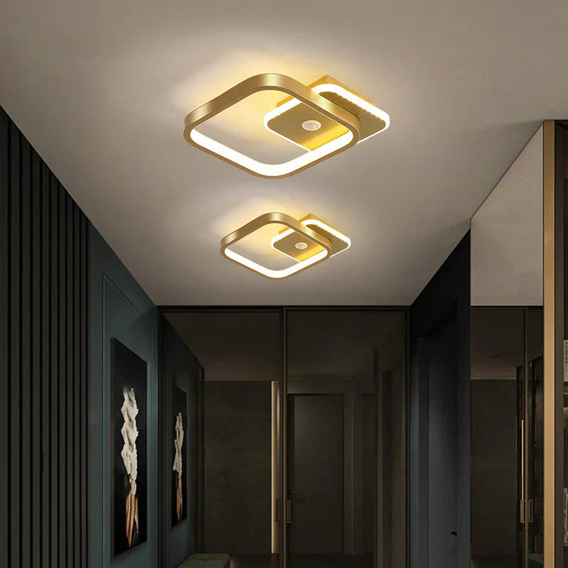 Moderne LED-loftlampe med geometrisk design