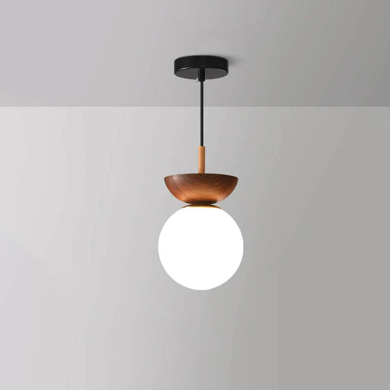Moderne loftlampe i japansk stil med træbund – minimalistisk kugle