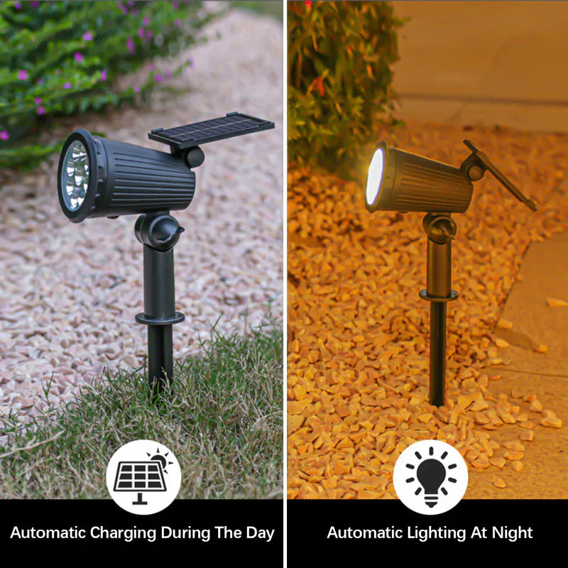 Solardrevet LED-havespot med skumringssensor