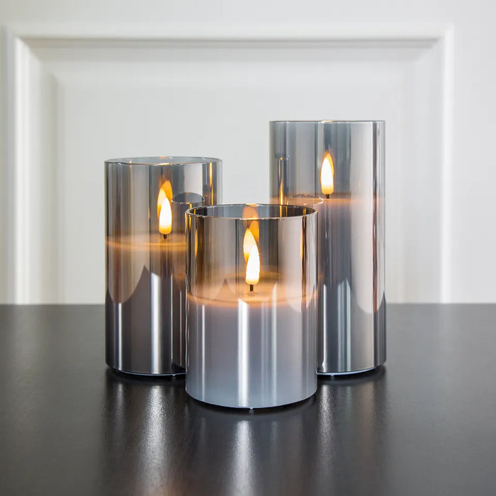 Sæt med elegante LED-stearinlys i glasrør