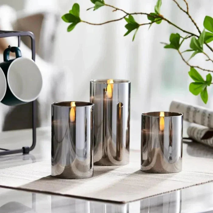 Sæt med elegante LED-stearinlys i glasrør