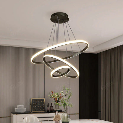 Moderne LED-pendellampe med 3D-ringe