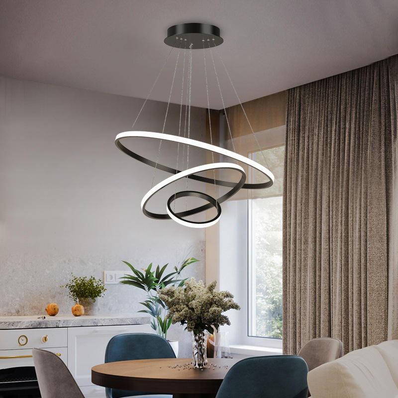 Moderne LED-pendellampe med 3D-ringe