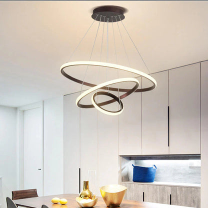Moderne LED-pendellampe med 3D-ringe