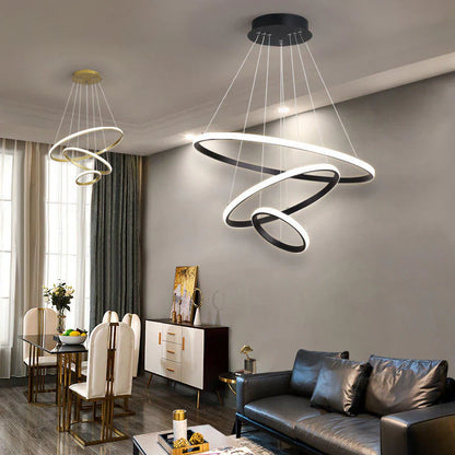 Moderne LED-pendellampe med 3D-ringe