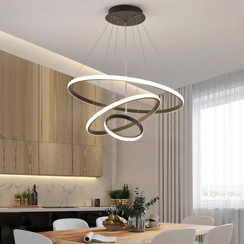 Moderne LED-pendellampe med 3D-ringe