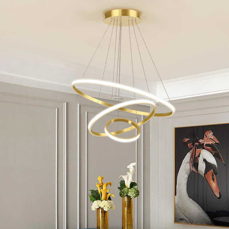 Moderne LED-pendellampe med 3D-ringe
