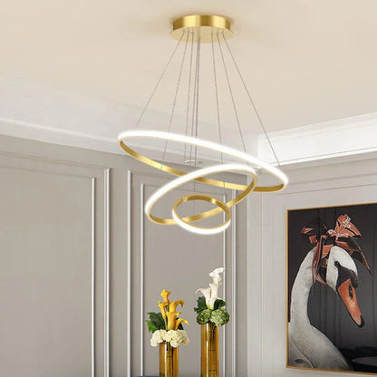 Moderne LED-pendellampe med 3D-ringe