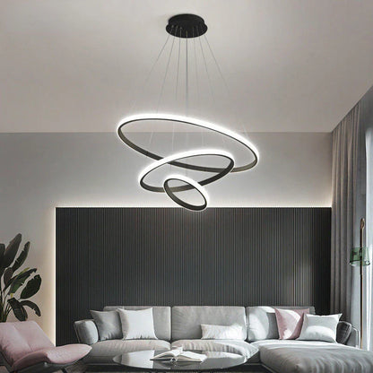 Moderne LED-pendellampe med 3D-ringe