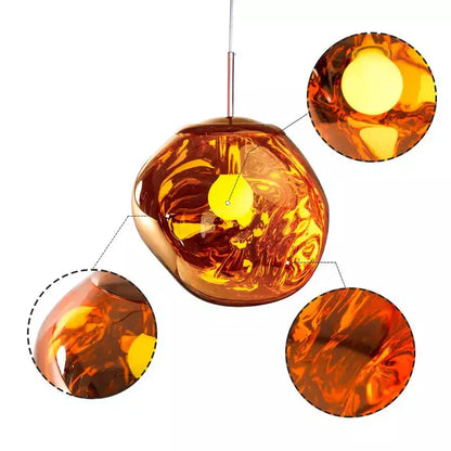 Designerpendellampe med smeltet kugle-design