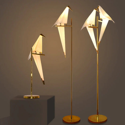 Origami Fugl Lampe | Moderne dekorativ bords- og gulvlampe