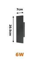 Moderne udendørs væglampe med LED op/ned-lys, IP65 vandtæt, vertikal design
