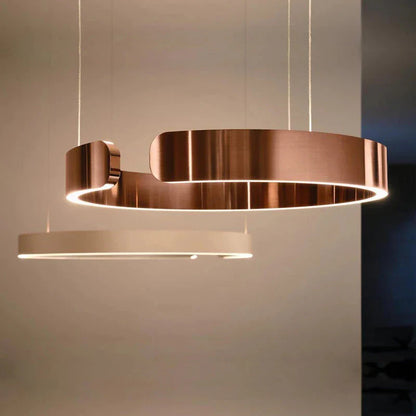 Moderne LED-lysekrone med ringform – elegant rund loftlampe