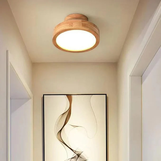 Moderne LED-loftlampe i træ