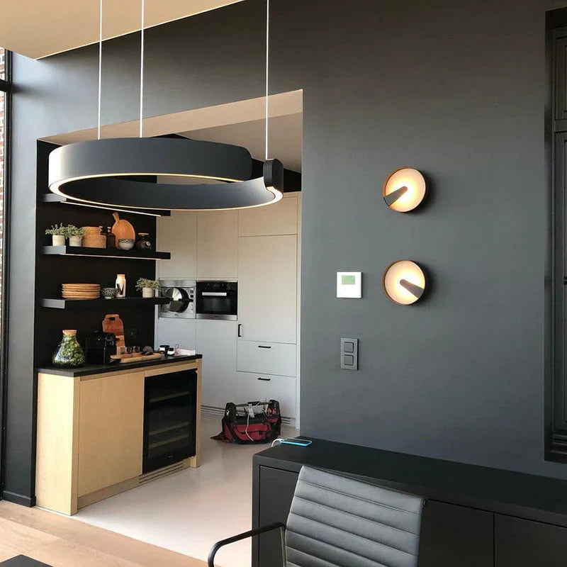 Moderne LED-lysekrone med ringform – elegant rund loftlampe