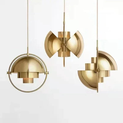 Designer pendellampe med metalskærm og dekorativ ring