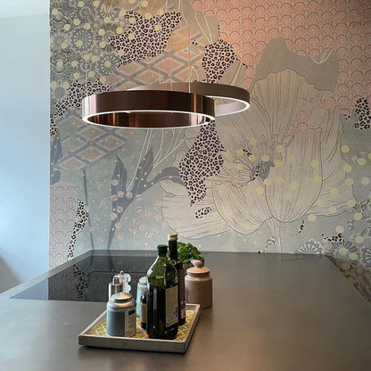 Moderne LED-lysekrone med ringform – elegant rund loftlampe