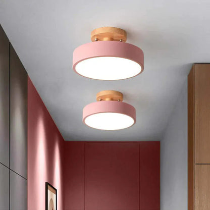 Moderne LED-loftlampe i træ
