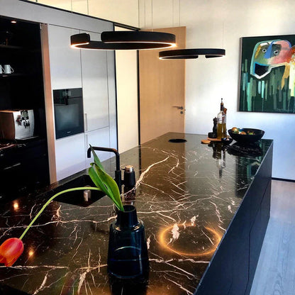 Moderne LED-lysekrone med ringform – elegant rund loftlampe