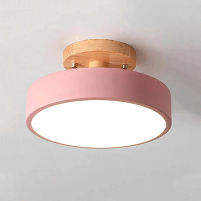 Moderne LED-loftlampe i træ