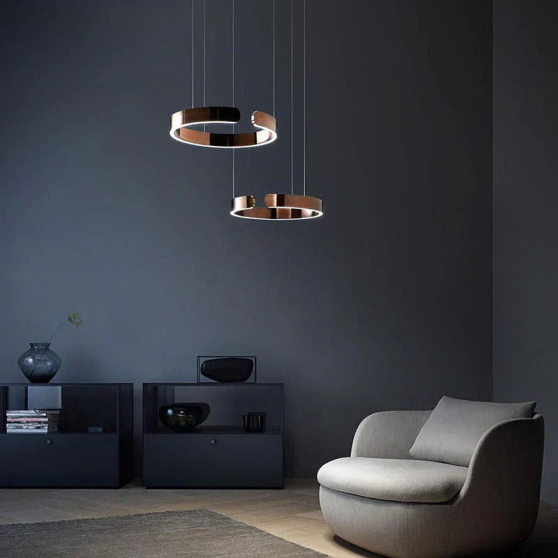 Moderne LED-lysekrone med ringform – elegant rund loftlampe