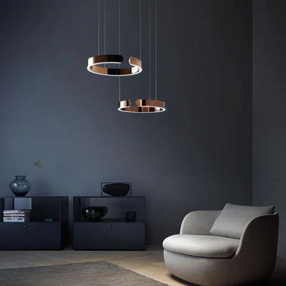 Moderne LED-lysekrone med ringform – elegant rund loftlampe