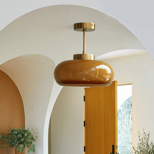 Elegant pendel / loftlampe med glasskærm i vintage stil