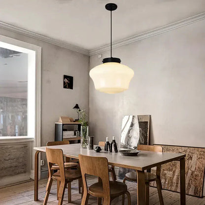 Geometrisk pendellampe i hvidt matteret glas – vintage stil