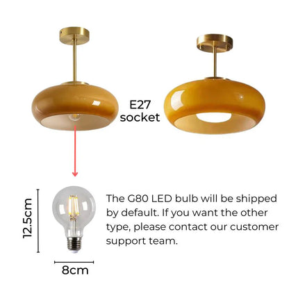 Elegant loftlampe med orange glasskærm i vintage stil
