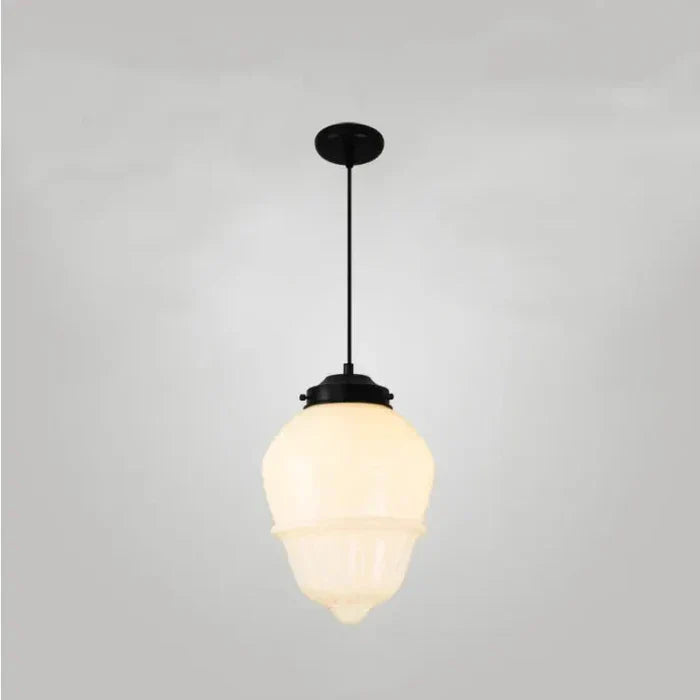 Geometrisk pendellampe i hvidt matteret glas – vintage stil