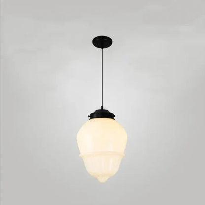Geometrisk pendellampe i hvidt matteret glas – vintage stil