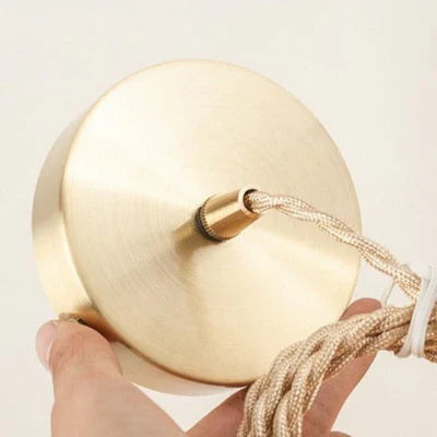 Retro pendellampe i krystalklart glas med messingfinish