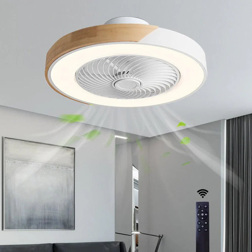 Moderne loftlampe med LED og indbygget stille loftventilator – fjernbetjening inkluderet