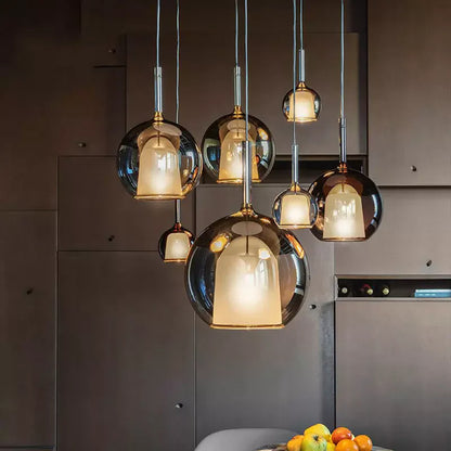 Moderne cluster-pendellampe med røget glas