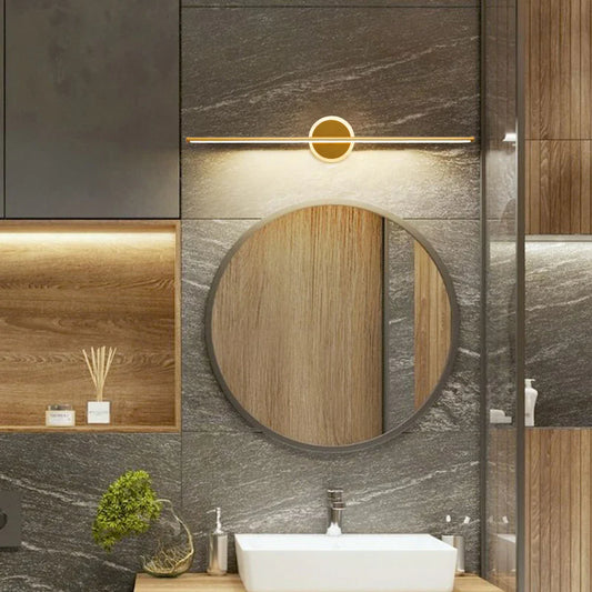 Moderne LED-væglampe med linje og rundt element