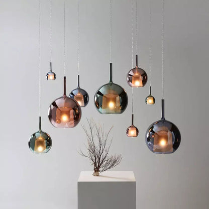 Moderne cluster-pendellampe med røget glas