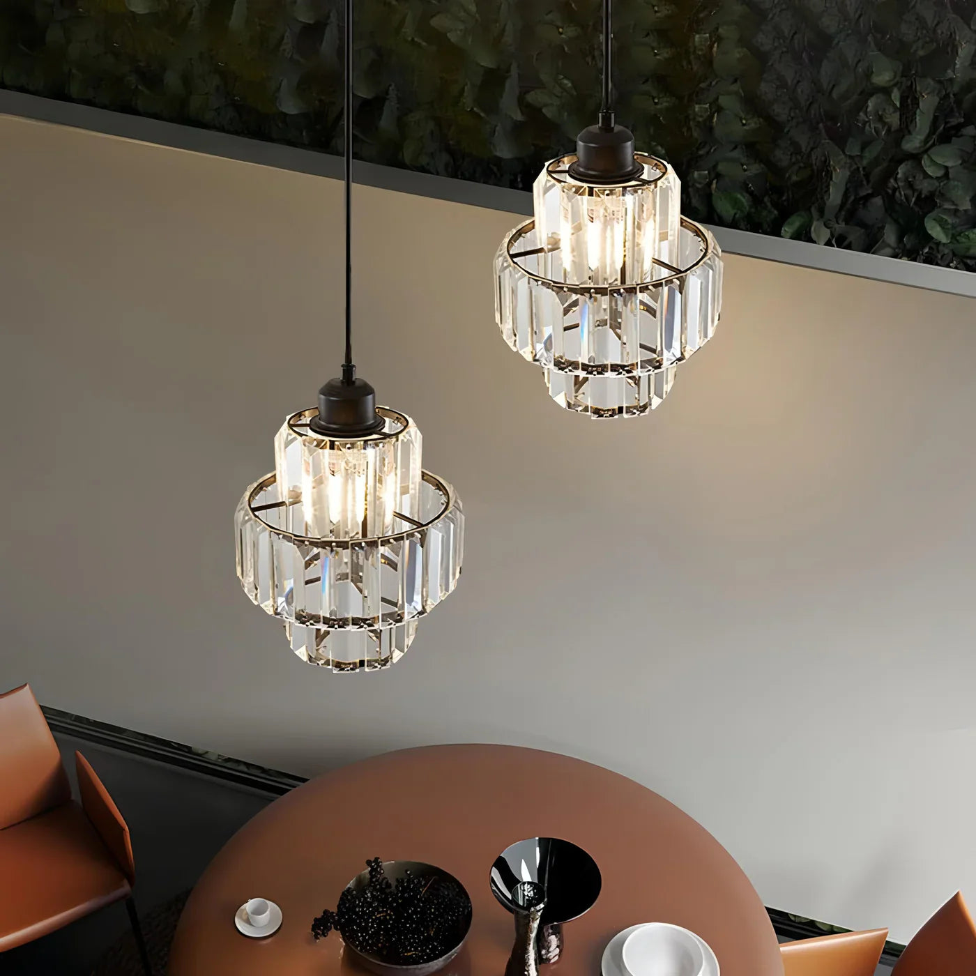 Krystal pendellampe i glas – Glamour stil