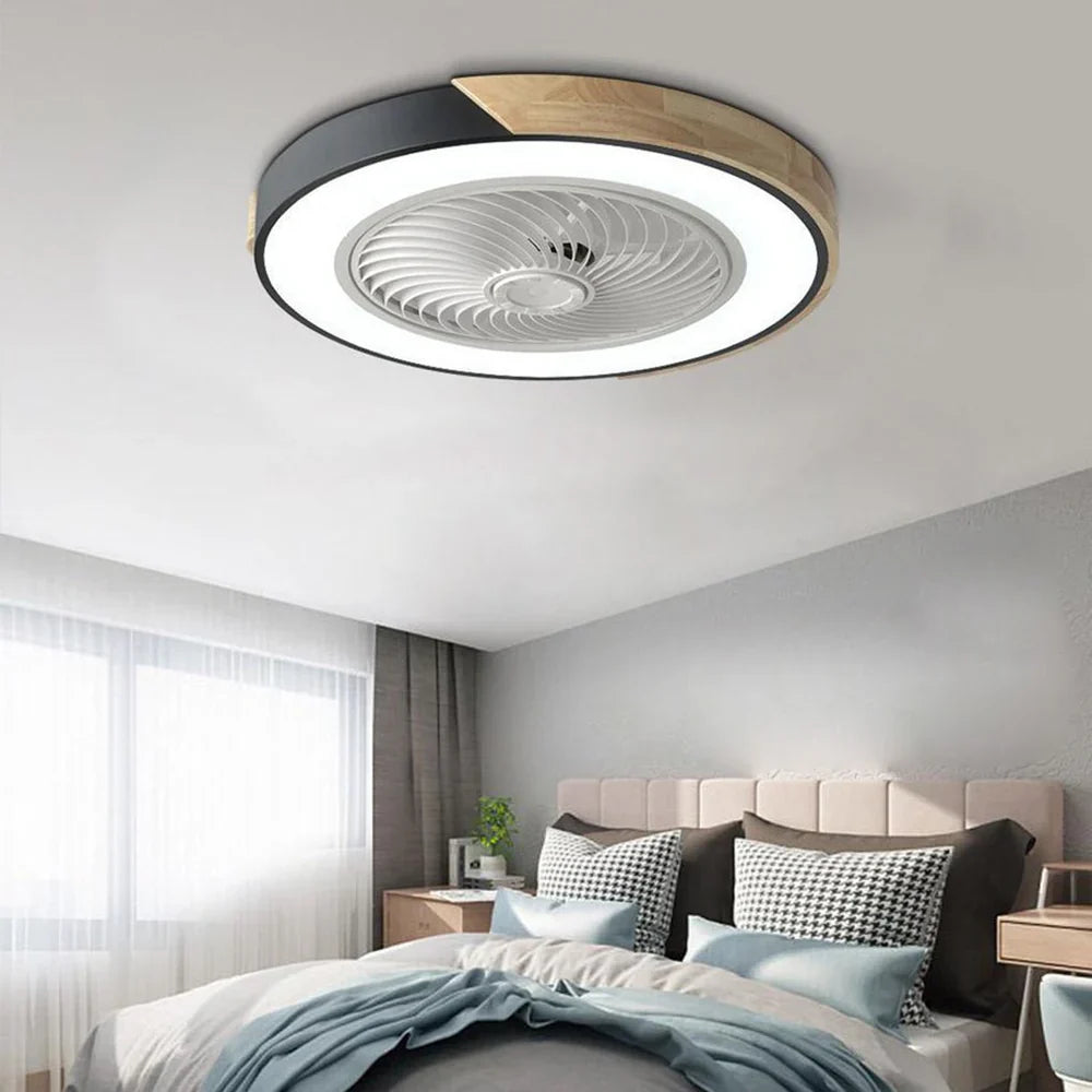 Moderne loftlampe med LED og indbygget stille loftventilator – fjernbetjening inkluderet