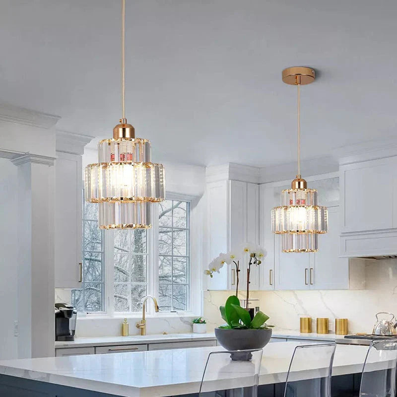 Krystal pendellampe i glas – Glamour stil