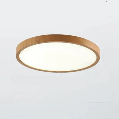 Moderne rund LED-loftlampe med træramme