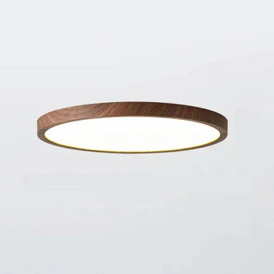 Moderne rund LED-loftlampe med træramme