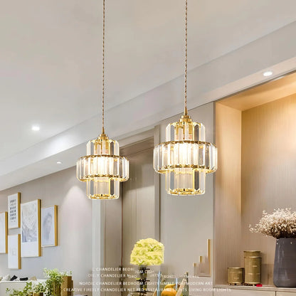 Krystal pendellampe i glas – Glamour stil